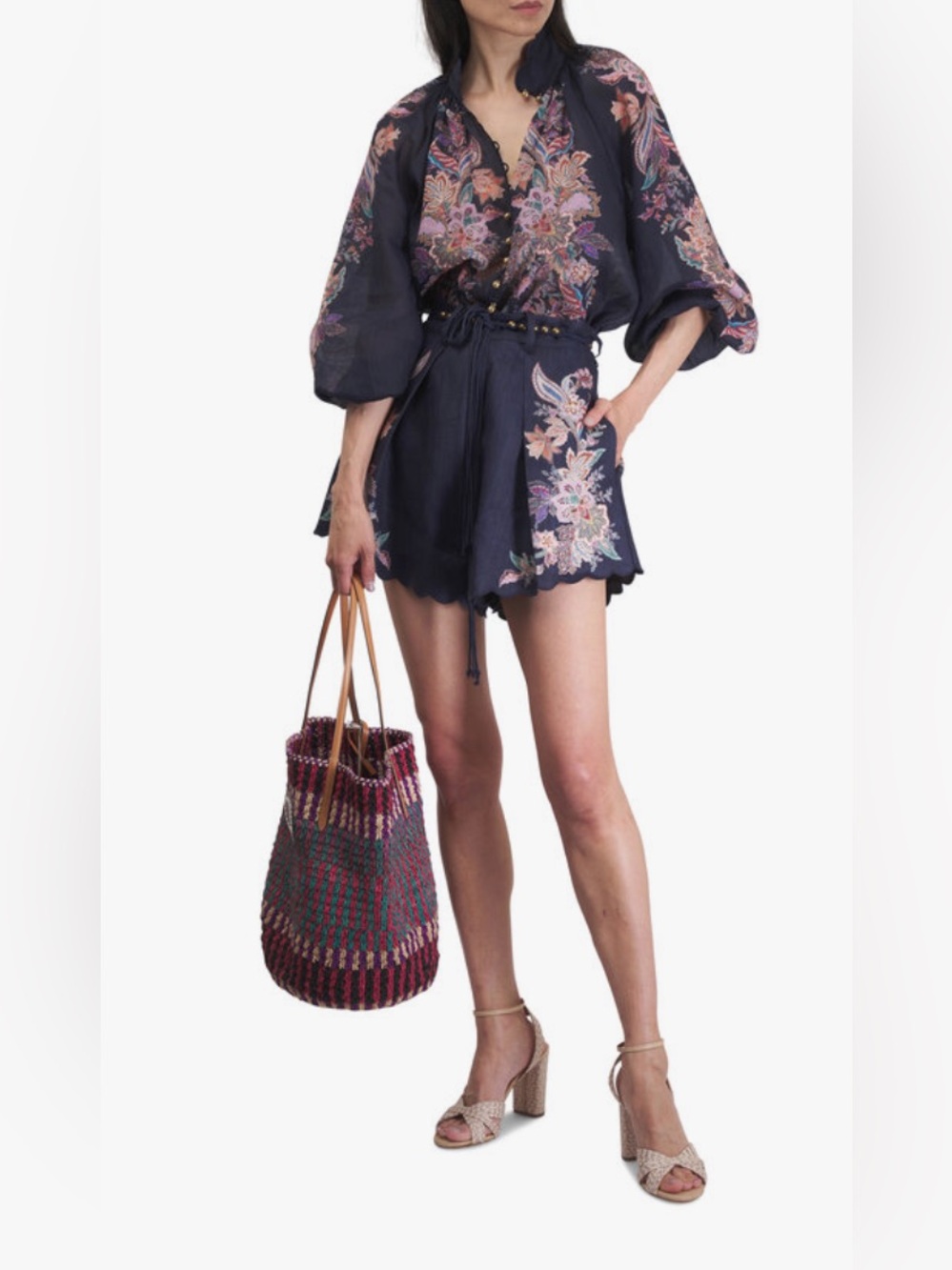 AUTH WOMEN’S ZIMMERMANN RHIANNON NAVY PAISLEY SHORTS - 0P
